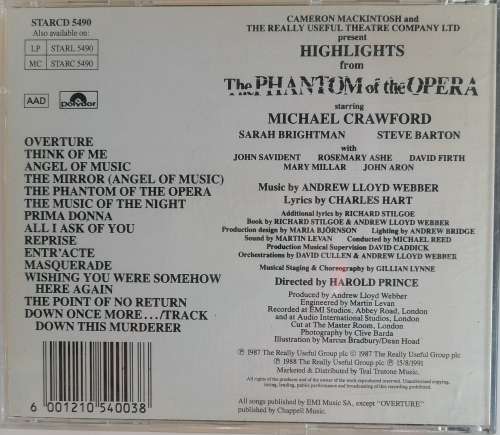 Highlights from The Phantom of the opera cd