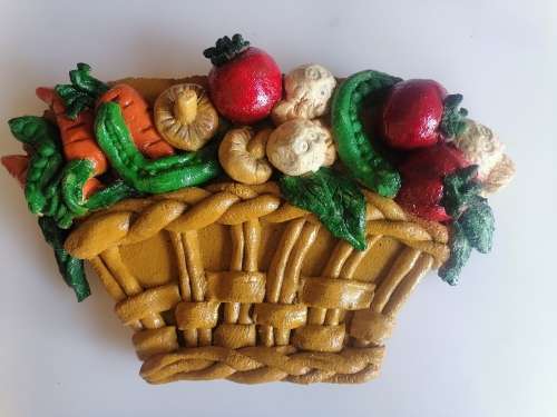 Vegetable basket wall plaque - handmade