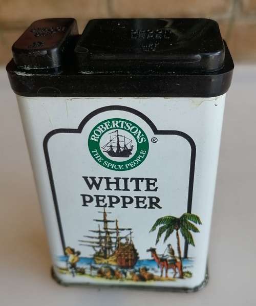 Robertsons white pepper tin
