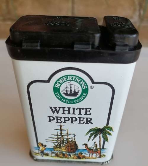 Robertsons white pepper tin