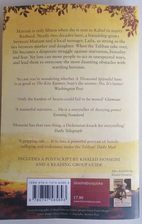 A thousand splendid suns by Khaled Hosseini