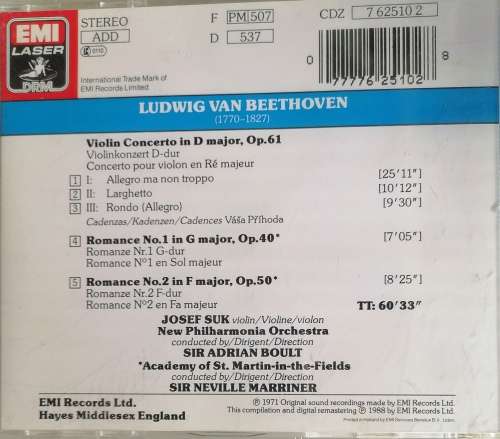 Beethoven Violin Concerto cd