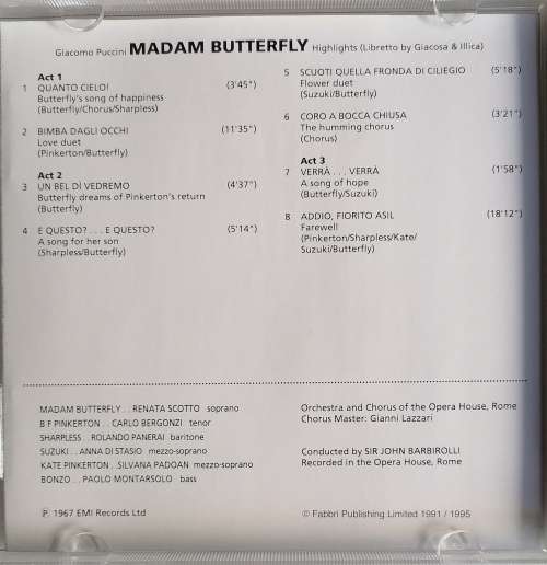 Discovering opera: Madam Butterfly cd