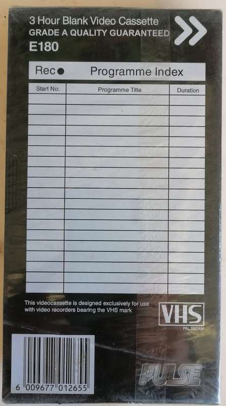 Pulse 3 hour blank video cassette *sealed*
