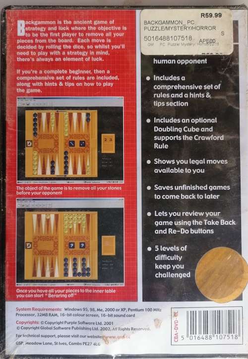 Classic Backgammon PC *sealed*
