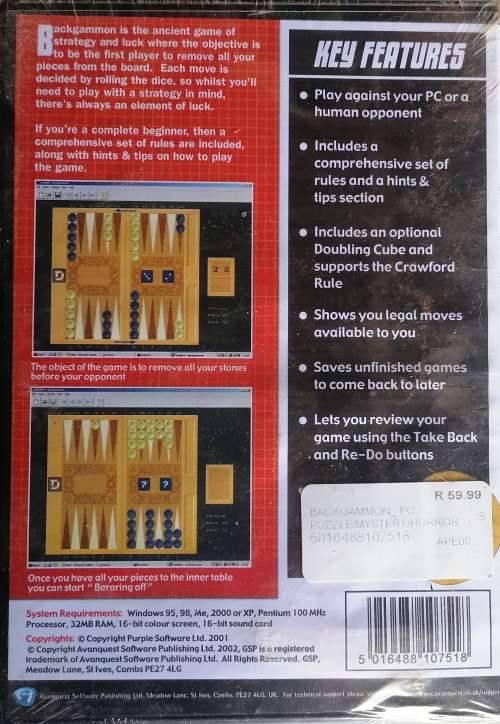 Classic Backgammon PC *sealed*