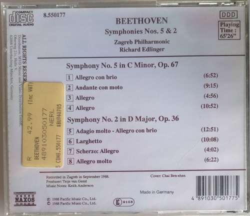 Beethoven Symphonies Nos. 5 and 2 cd