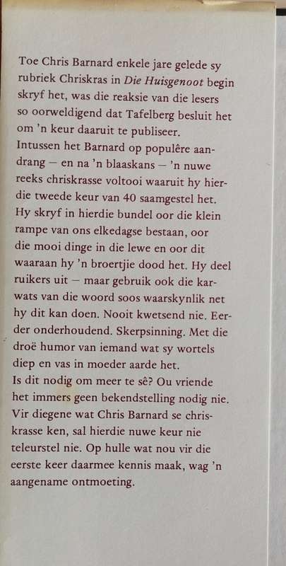 Chriskras, `n tweede keur deur Chris Barnard