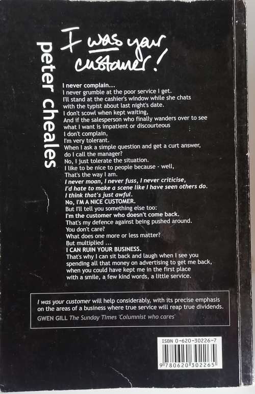 I was your customer by Peter Cheales