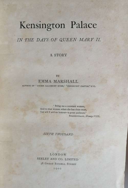 Kensington Palace in the days of Queen Mary II 1902 *rare*