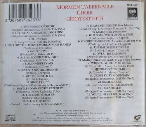 Mormon Tabernacle Choir - Greatest hits cd