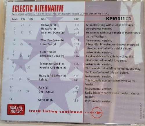 Bad ass music - Eclectic Alternative cd