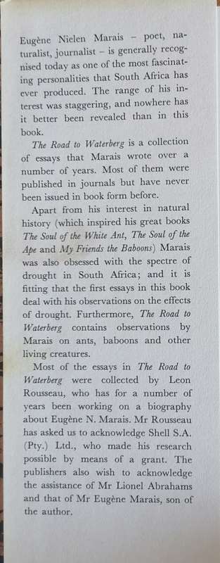 The road to Waterberg and other essays by Eugene Marais