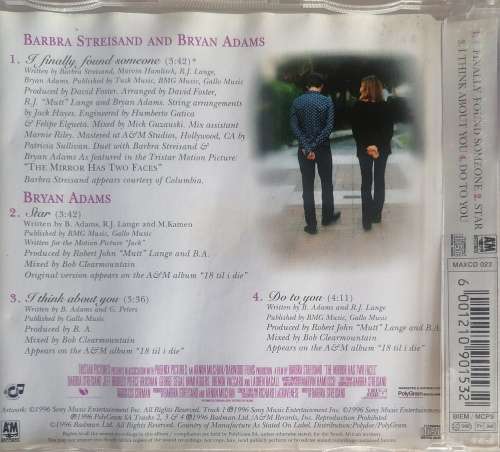 Barbra Streisand and Bryan Adams I finally found someone cd