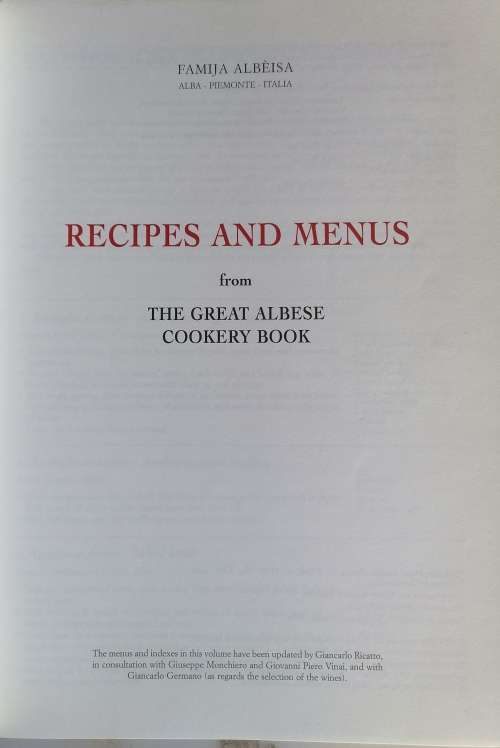 Recipes and menus from the great albese cookery book