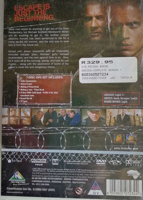 Prisonbreak the complete first season dvd *sealed*