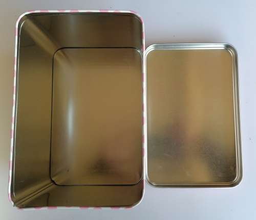 Pink Woolworths tin