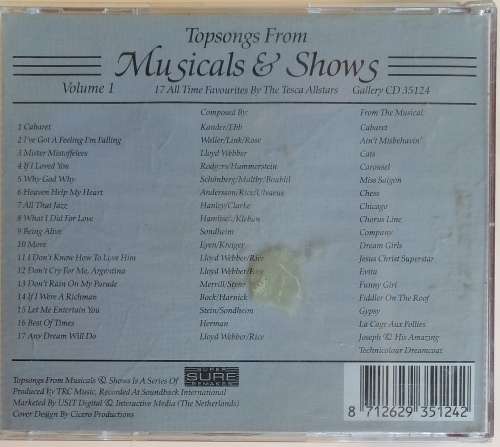 Topsongs from musicals and shows cd