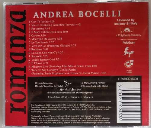 Andrea Bocelli - Romanza cd