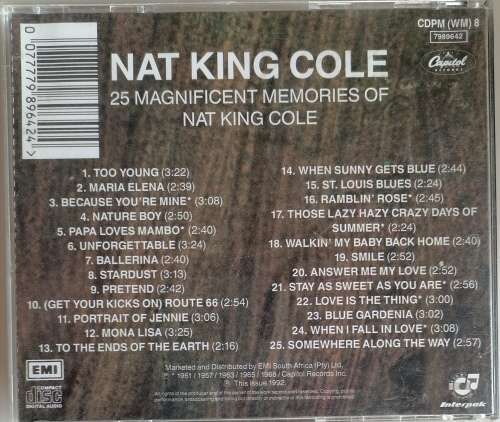 25 Magnificent memories of Nat King Cole cd