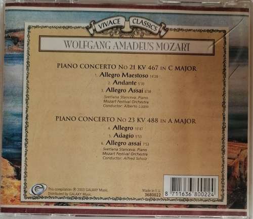 Mozart piano concertos nos 21 and 23 cd