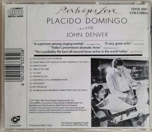 Placido Domingo with John Denver: Perhaps love cd