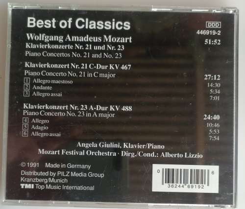 Best of classics: Mozart klavierkonzerte cd