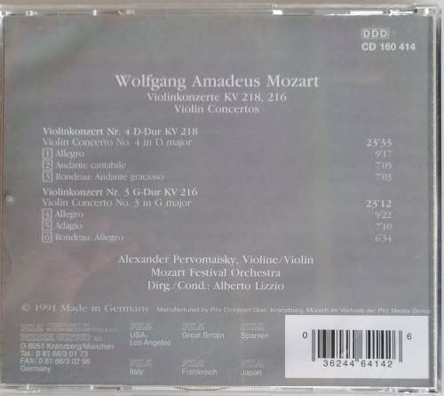 Wolfgang Amadeus Mozart - Violinkonzerte cd
