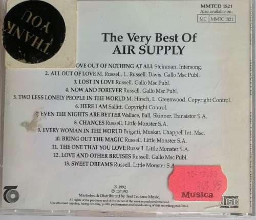 The very best of Air Supply cd