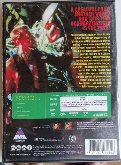 Schwarzenegger Predator dvd