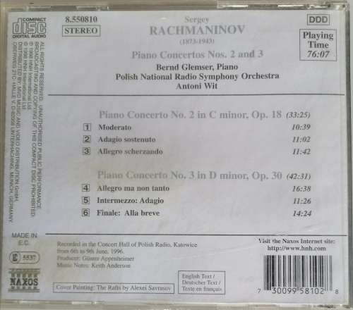 Rachmaninov piano concertos nos 2 and 3 (cd)