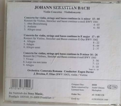 Johann Sebastian Bach violinkonzerte cd