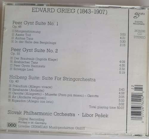 Edvard Grieg Suites no 1 and 2 cd