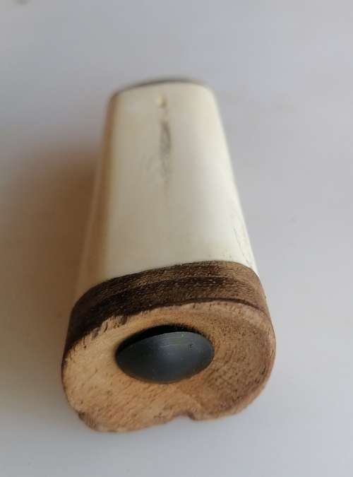 Wooden and bone salt and pepper shakers - Scrimshaw elephant design