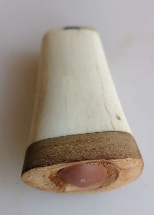 Wooden and bone salt and pepper shakers - Scrimshaw elephant design