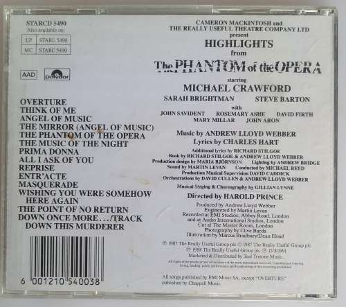 Highlights from The Phantom of the opera cd