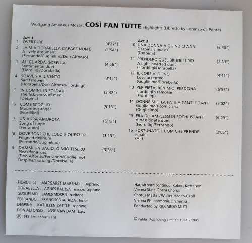 Discovering opera: Cosi Fan Tutte cd