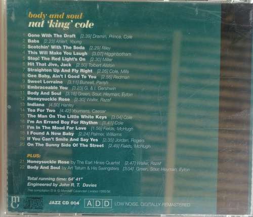Nat King Cole - Body and soul cd