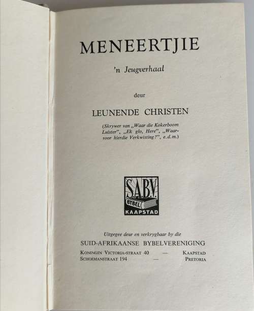 Meneertjie deur Leunende Christen (`n jeugverhaal)