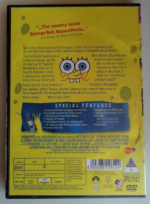The SpongeBob squarepants movie dvd