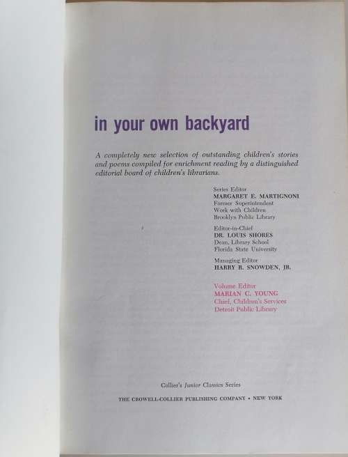 The young folks shelf of books: In your own backyard
