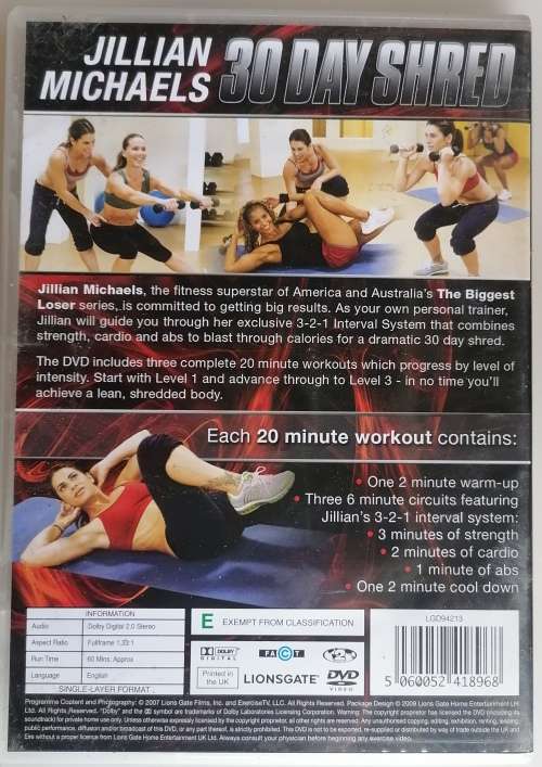Jillian Michaels 30 day shred dvd