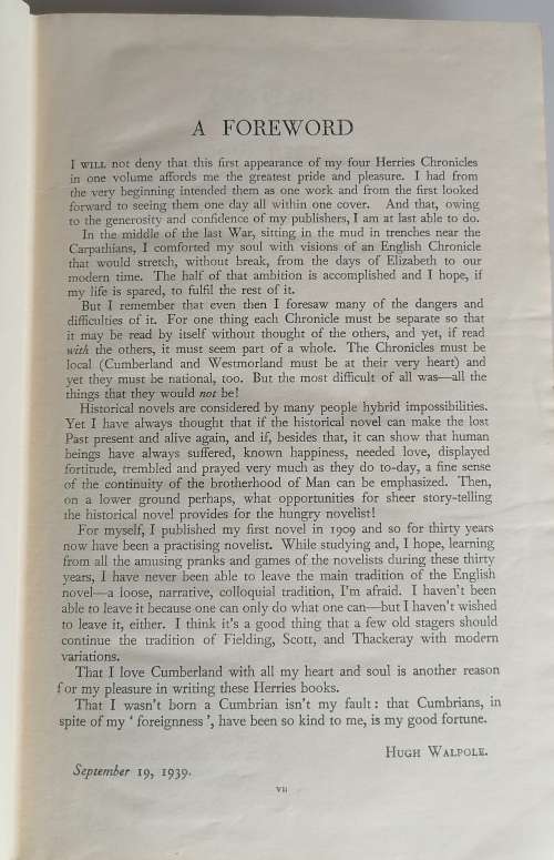 The Herries chronicle by Hugh Walpole 1939