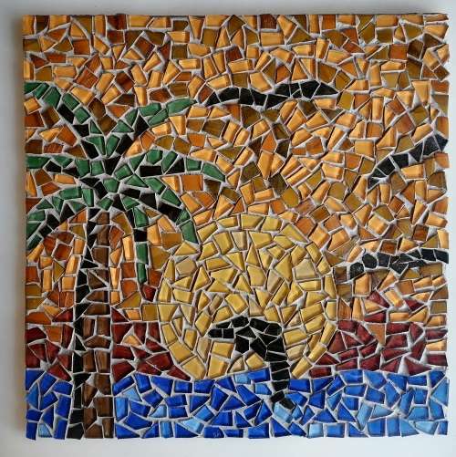 Mosaic `Dolphin sunrise`
