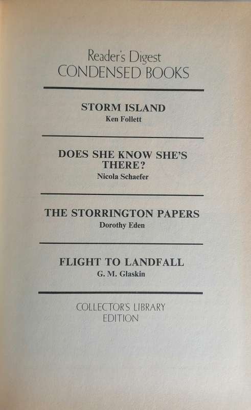 Reader`s digest condensed book: Storm island, Does she know she`s there, The storrington