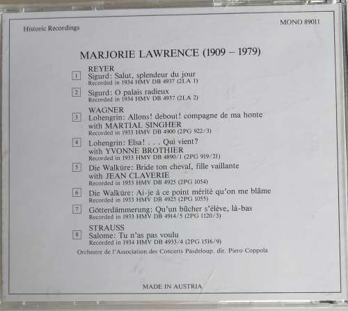 Marjorie Lawrence - Lebendige Vergangenheit cd