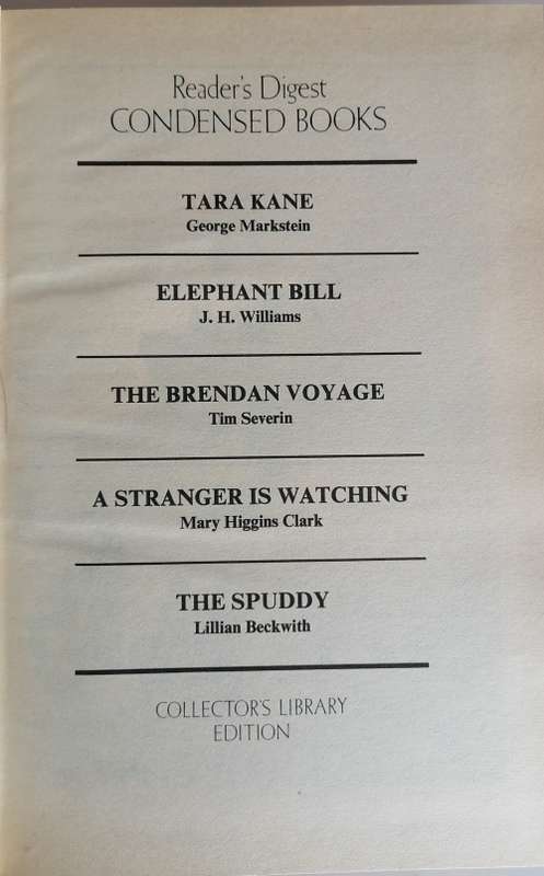 Reader`s digest condensed book: Tara Kane, Elephant Bill, The Brendan voyage, A stranger is watching