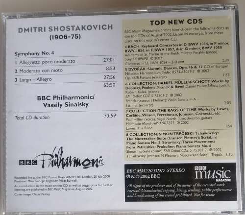 Shostakovich symphony no 4 (cd)