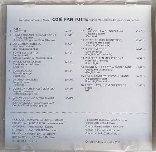 Discovering opera: Cosi fan tutte cd
