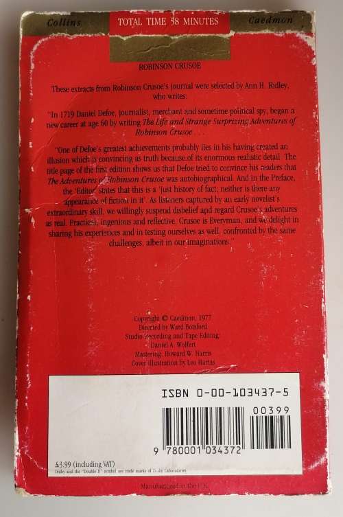 Robinson Crusoe extracts from his journal - Audiobook on tape